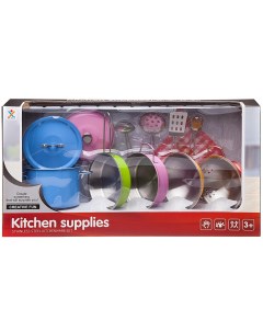Игровой набор Junfa Посуда металлическая разноцветная в наборе 12 предметов Junfa toys