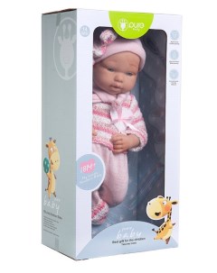 Пупс JUNFA Pure Baby 35см в розовом комбинезоне шапочке с шарфом в коробке WJ B9971 Junfa toys
