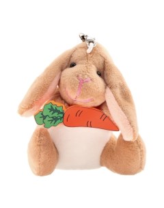 Мягкая игрушка Кролик с морковкой на подвеске коричневый Кнр