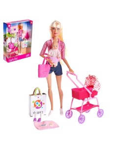 Кукла модель Молодая мама с пупсом с аксессуарами цвет розовый Defa lucy