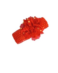 Повязка детская 5121 красная с красным цветком Valexa