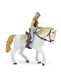Набор фигурок Наездница на белой лошади с заплетенной гривой Papo