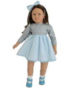 Коллекционная кукла Ширли брюнетка в серо белом платье в горох 62 см B9901 Lamagik