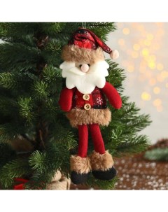 Мягкая игрушка Дед Мороз в клетку 8х30 см красный Зимнее волшебство