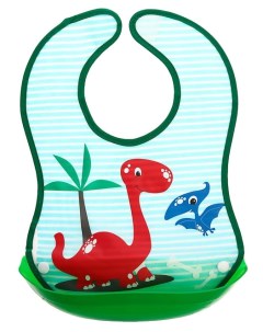 Нагрудник со съёмным карманом Динозавры непромокаемый на липучке Крошка я