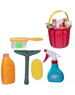 Игровой набор ABtoys Помогаю маме Генеральная уборка в бордовом ведре 6 предметов Junfa toys
