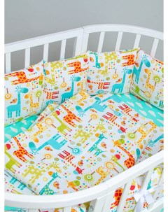 Комплект для прямоугольной овальной и круглой кроватки Жирафы 4 предмета Sweet baby