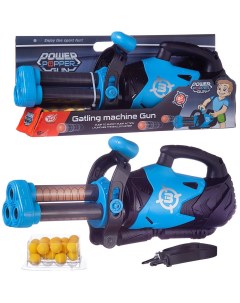 Бластер игрушка Junfa Пулемет трехствольный с ремнем с 24 мягкими шариками голубой Junfa toys
