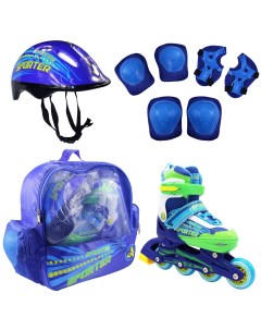 Роликовые коньки раздвижные шлем набор защиты в сумке AC SPORTER Blue S Alpha caprice