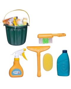 Игровой набор ABtoys Помогаю маме Генеральная уборка в зеленом ведре 6 предметов Junfa toys