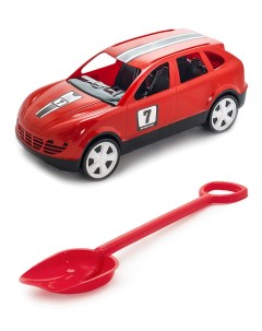 Песочный набор Детский автомобиль Кроссовер красныйЛопатка 50 см красный Karolina toys
