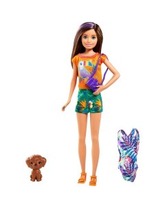 Кукла Скиппер брюнетка в шортах с питомцем и аксессуарами Barbie