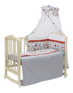 Комплект детского постельного белья Polini Кантри 7 предметов красный 120 х 60 Тополь
