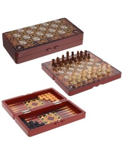 Игра настольная 3 в 1 Шахматы шашки нарды 29x5 5x14 5 см Ремекоклаб