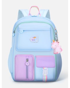 Рюкзак школьный Счасливый единорожка 45х32х18 см цвет голубой 1 шт Nobrand
