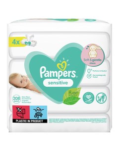 Детские влажные салфетки Sensitive 208 шт Pampers