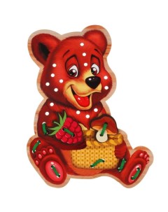 Игрушка деревянная шнуровка медведь Буратино