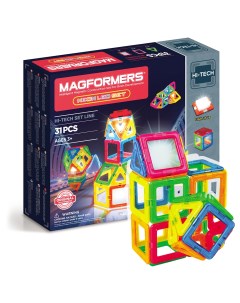 Конструктор магнитный Neon Led set 31 деталей с подсветкой светится Magformers