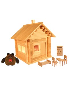 Конструктор деревянный Избушка Кукла Мебель со светом 582 КМЭ Теремок