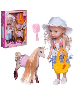 Кукла Junfa Ardana Baby блондинка в бело голубом платье с единорогом 32 5 см Junfa toys