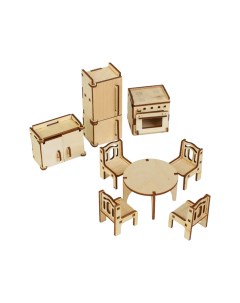 Набор деревянной мебели для кукол Кухня 10 предметов Polly