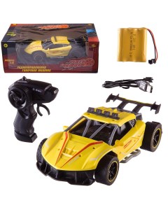 Машинка р у Abtoys гоночная 2 4Ггц резиновые колеса аккум блок желтая 1 18 C 00477Y Junfa toys