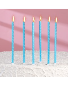 Свечи для торта Классические с подставкой 13 см 6 шт голубые Nobrand