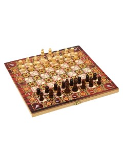 Настольная игра 3в1 Узоры нарды шашки шахматы 29х29 см Nobrand