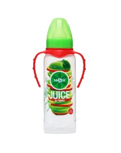 Бутылочка для кормления Яблочный сок 250 мл цилиндр с ручками Mum&baby