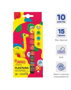 Пластилин на растительной основе 10 цветов 150 г картон европодвес для малышей Jovi