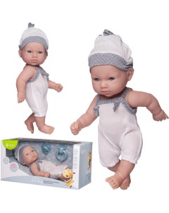 Пупс Junfa Pure Baby в белых с серыми вставками песочнике и шапочке 30см Junfa toys