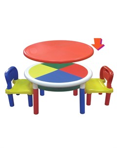 Столик детский круглый с двумя стульчиками игровая панель высота 37 см ди Superplastik