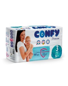 Подгузники детские Premium 4 9 кг размер 3 памперсы 36 шт Confy
