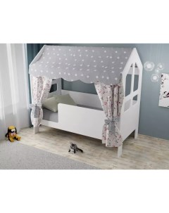Кровать детская домик 85х163 5х155 см Сладкий сон с текстилем вход слева Базисвуд
