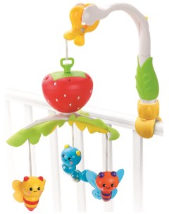 Мобиль музыкальный карусель в кроватку для новорожденных с игрушками Клубничка Жирафики