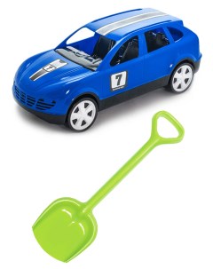 Набор для песочницы автомобиль Кроссовер синий Лопатка 50 см салатовая Karolina toys