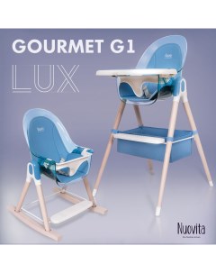 Стульчик для кормления 3 в 1 Gourmet G1 Lux Blu Голубой Nuovita