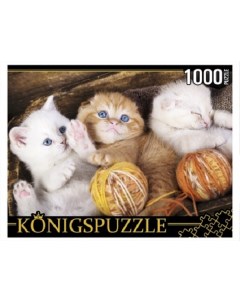 Пазлы Три котёнка с клубками 1000 элементов ШТK1000 0644 Konigspuzzle