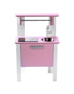Детская кухня Элегантс с интерактивной плитой свет звук белый розовые фасады Sitstep