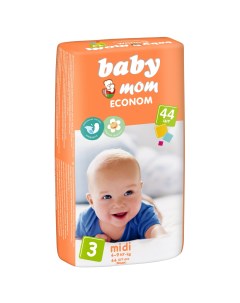 Подгузники ECONOM размер 3 midi 4 9 кг 44 шт Baby mom