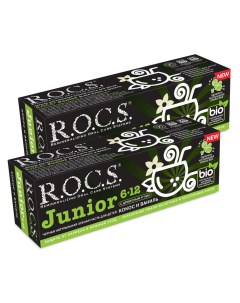 Комплект Черная зубная паста R O C S Junior BLACK Кокос и Ваниль 74 гр х 2 шт R.o.c.s.