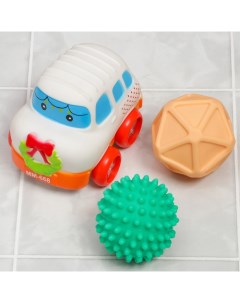 Набор игрушек для игры в ванне Машинка и Шарики 3шт виды МИКС Крошка я