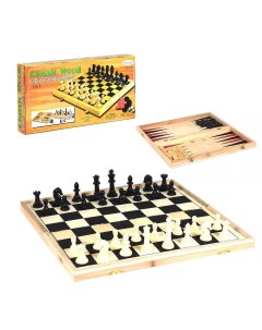 Набор 3 в 1 деревянные шахматы шашки нарды размер 42х42 см 1899 Leon