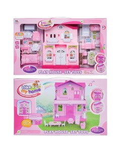 Кукольный дом Junfa Мой новый дом с мебелью малый сборный розовый Junfa toys