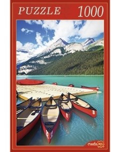 Пазлы Красные лодки у гор 1000 элементов Рыжий кот