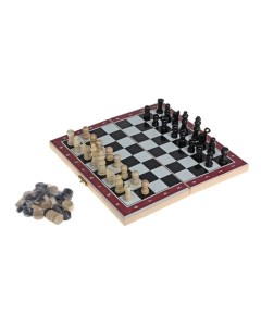 Настольная игра 3 в 1 Карнал нарды шахматы шашки фишки дерево фигуры пластик 273156 Nobrand