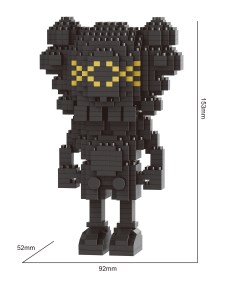 Конструктор 3D из миниблоков Kaws кукла черная 876 элементов BA16237 Balody