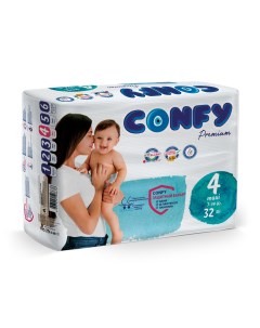 Подгузники детские Premium 7 14 кг размер 4 памперсы 32 шт Confy