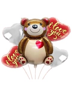 Набор фольгированных шаров Медвежонок с сердцем Magic balloon
