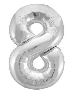 Шар фольга цифра 8 38 94 см 1 штука серебро Balloon